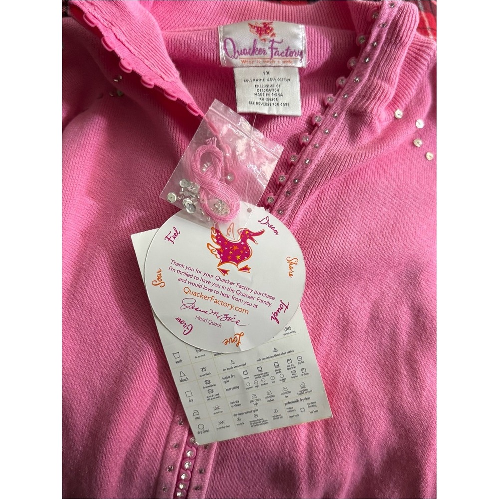 Quacker Factory Pink Rhinestone Zip-Up Cardigan - Picture 7 of 12